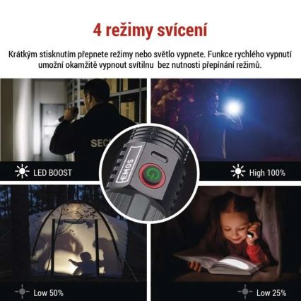 Lampe de poche rechargeable en métal LED/5V 3000 lm 5000 mAh IP43