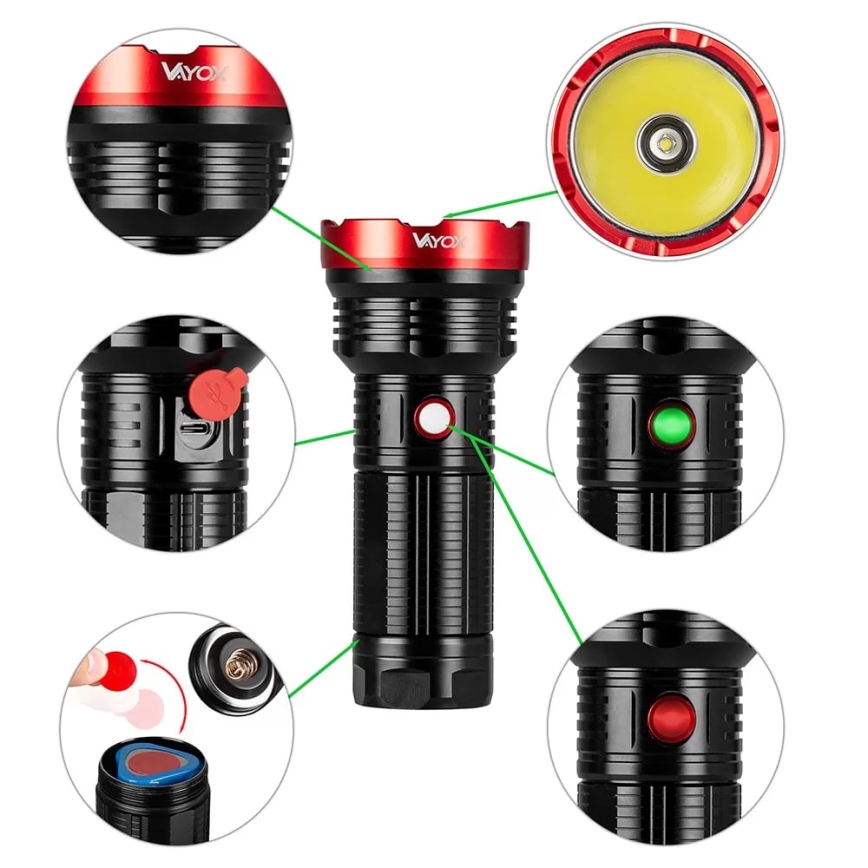 Lampe torche rechargeable à intensité variable LED/20W/5V IPX5 2000 brillant 6000 mAh