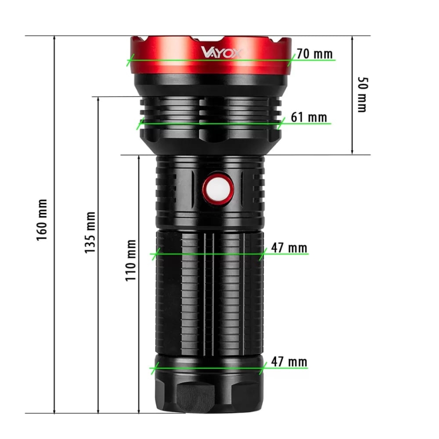 Lampe torche rechargeable à intensité variable LED/20W/5V IPX5 2000 brillant 6000 mAh