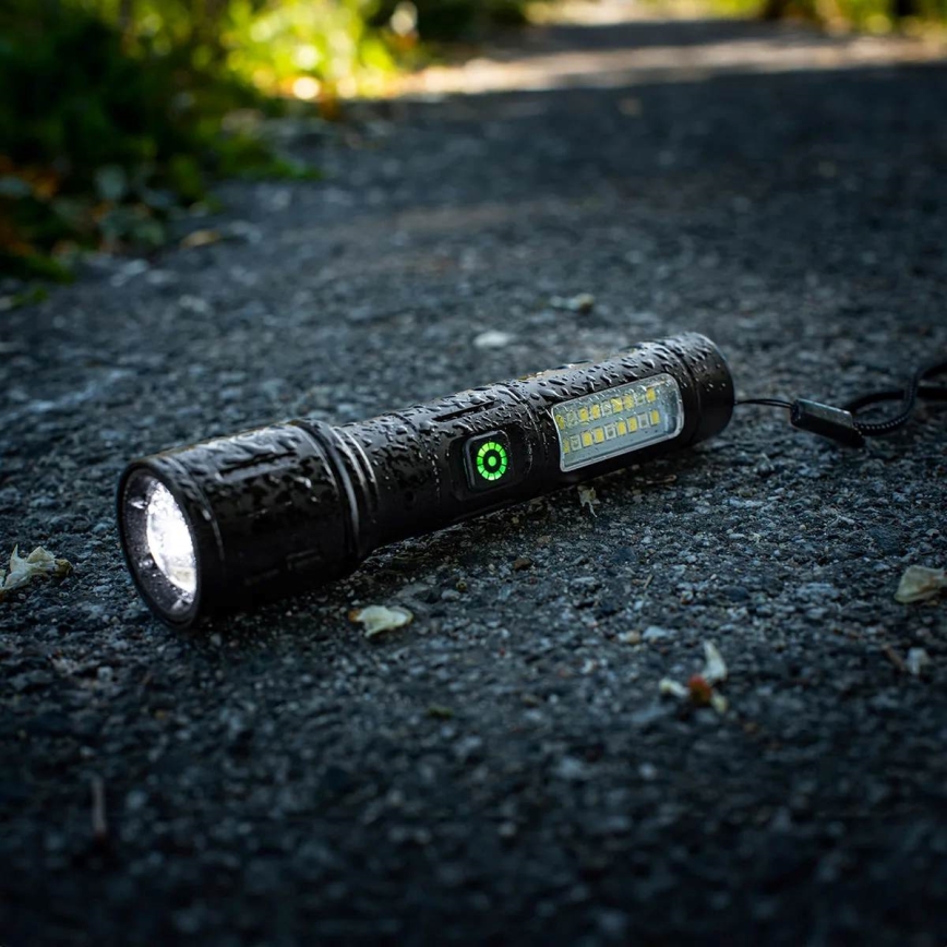Lampe torche rechargeable à intensité variable avec lumière rouge LED/5W/5V IPX4 260 brillant 2000 mAh