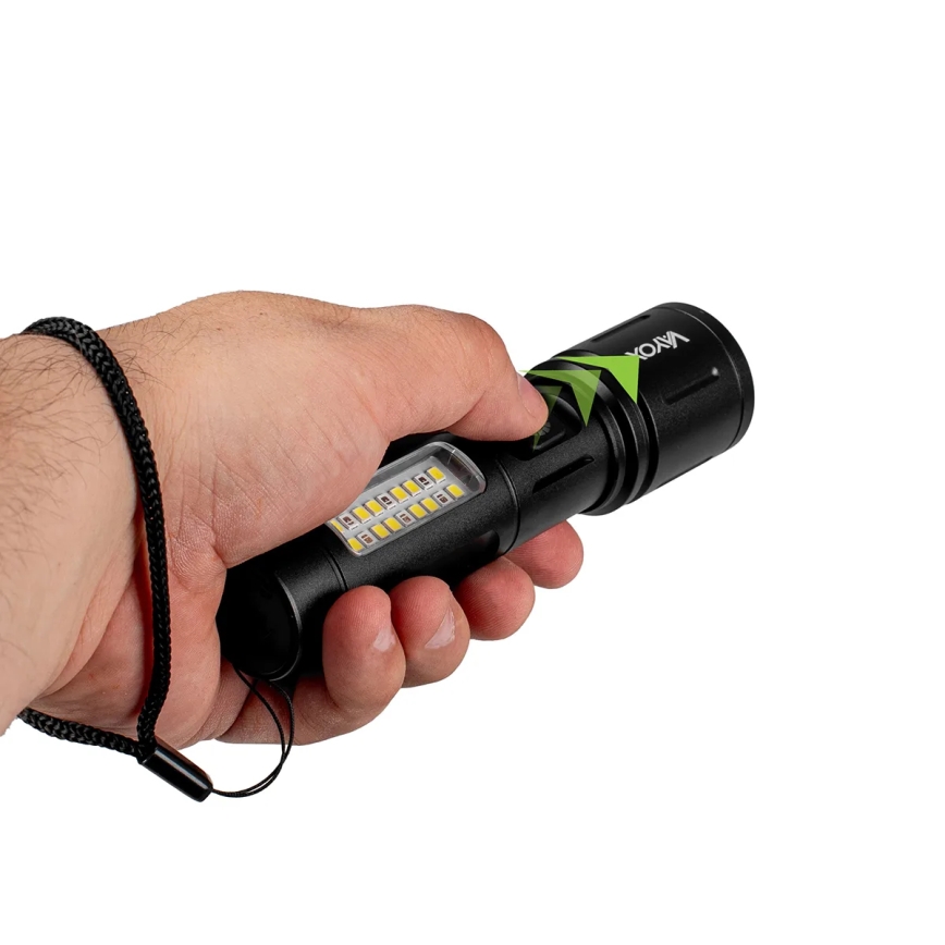 Lampe torche rechargeable à intensité variable avec lumière rouge LED/5W/5V IPX4 260 brillant 2000 mAh
