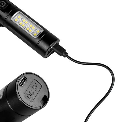 Lampe torche rechargeable à intensité variable avec lumière rouge LED/5W/5V IPX4 260 brillant 2000 mAh