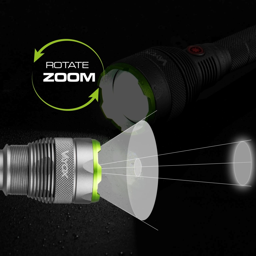 Lampe torche rechargeable à intensité variable avec fonction batterie portative LED/5V IPX7 10000 brillant 2600 mAh