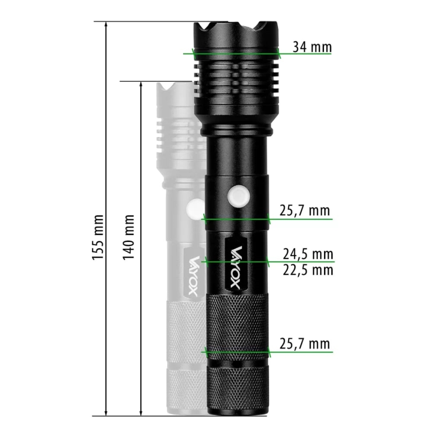 Lampe torche rechargeable LED/10W/5V IPX4 800 brillant 1200 mAh