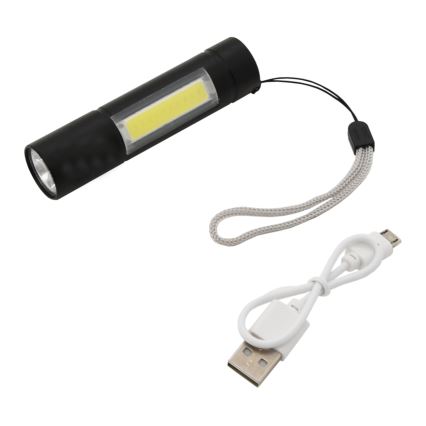 Lampe torche rechargeable LED/400mAh noire