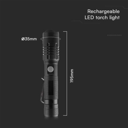 Lampe torche rechargeable USB LED/10W/5V IP54 2000 mAh 1000 brillant