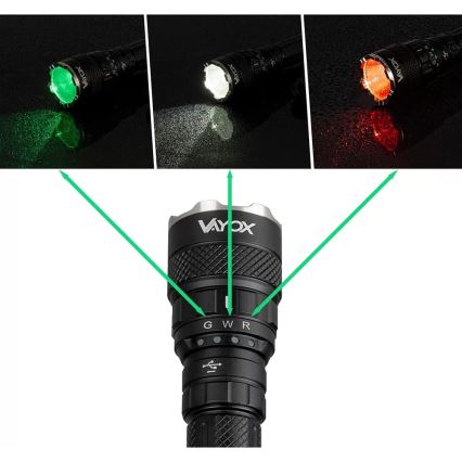 Lampe torche RGBW à intensité variable et rechargeable LED/15W/5V IP66 1500 brillant 2000 mAh