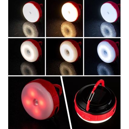 Lampe torche solaire rechargeable à intensité variable avec fonction batterie portative LED/3W/5V 3000/4000/6500K IPX6 500 brillant 2000 mAh