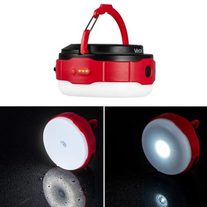 Lampe torche solaire rechargeable à intensité variable avec fonction batterie portative LED/3W/5V 3000/4000/6500K IPX6 500 brillant 2000 mAh