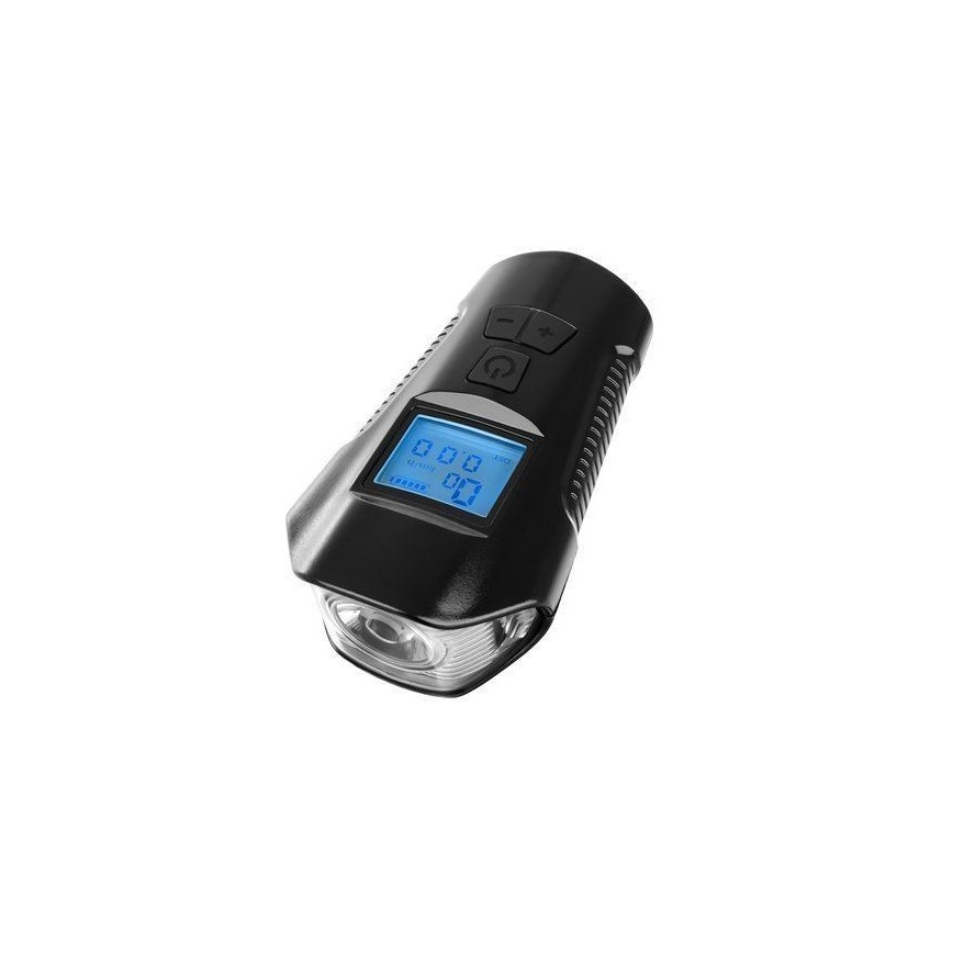 Lampe torche vélo rechargeable avec compteur et sonnette LED/1500 mAh IP65