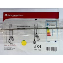 Lampenwelt - Suspension filaire ELDA 3xE27/60W/230V