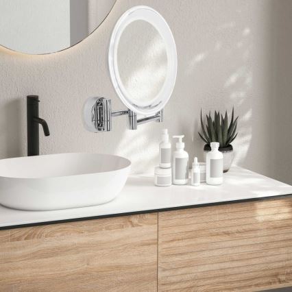 Lanaform - Miroir mural LED pour maquillage WALL LED/4xAAA