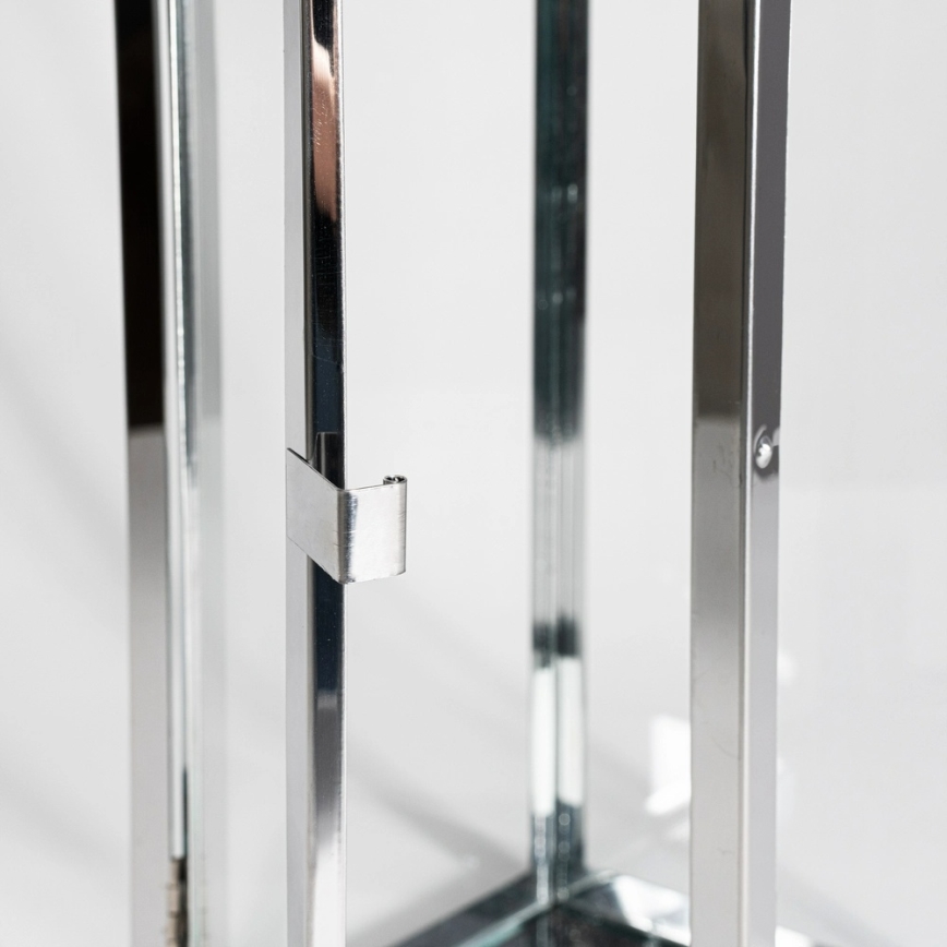 Lanterne décorative 49 cm, finition chromée brillante