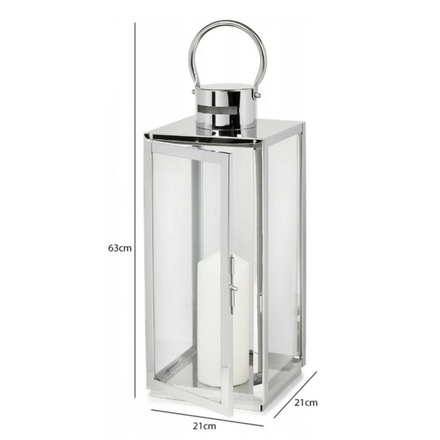 Lanterne décorative 63 cm en chrome brillant