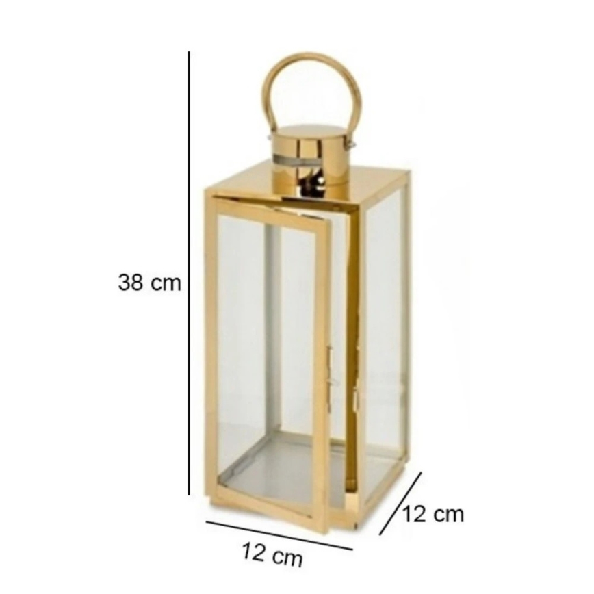 Lanterne décorative dorée 38 cm