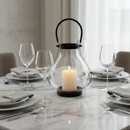Lanterne décorative GLASSY 25 cm, noire