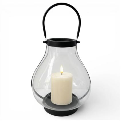 Lanterne décorative GLASSY 25 cm, noire