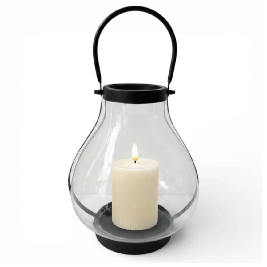 Lanterne décorative GLASSY 25 cm, noire