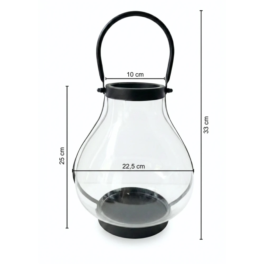 Lanterne décorative GLASSY 25 cm, noire