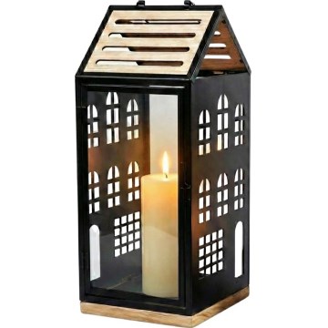 Lanterne décorative HOME 34,5 cm noire/beige
