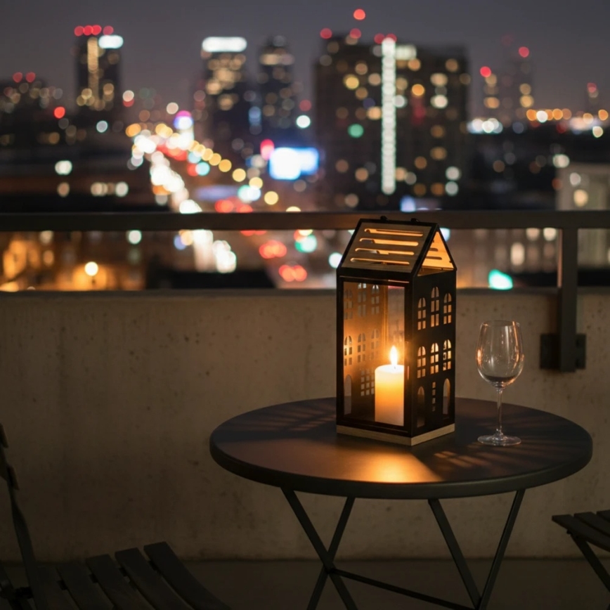 Lanterne décorative HOME 34,5 cm noire/beige