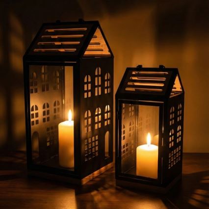 Lanterne décorative HOME 47,5 cm noire/beige