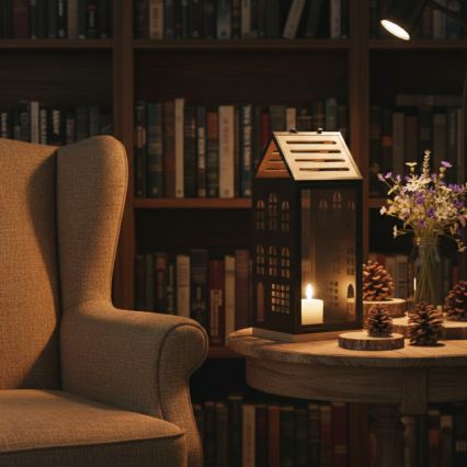 Lanterne décorative HOME 47,5 cm noire/beige