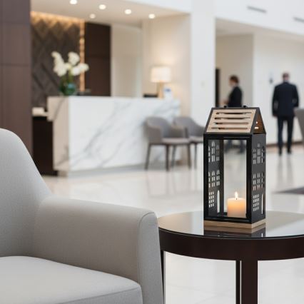 Lanterne décorative HOME 47,5 cm noire/beige