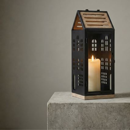 Lanterne décorative HOME 47,5 cm noire/beige