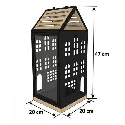 Lanterne décorative HOME 47,5 cm noire/beige