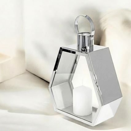 Lanterne décorative PALACE 34 cm chrome brillant