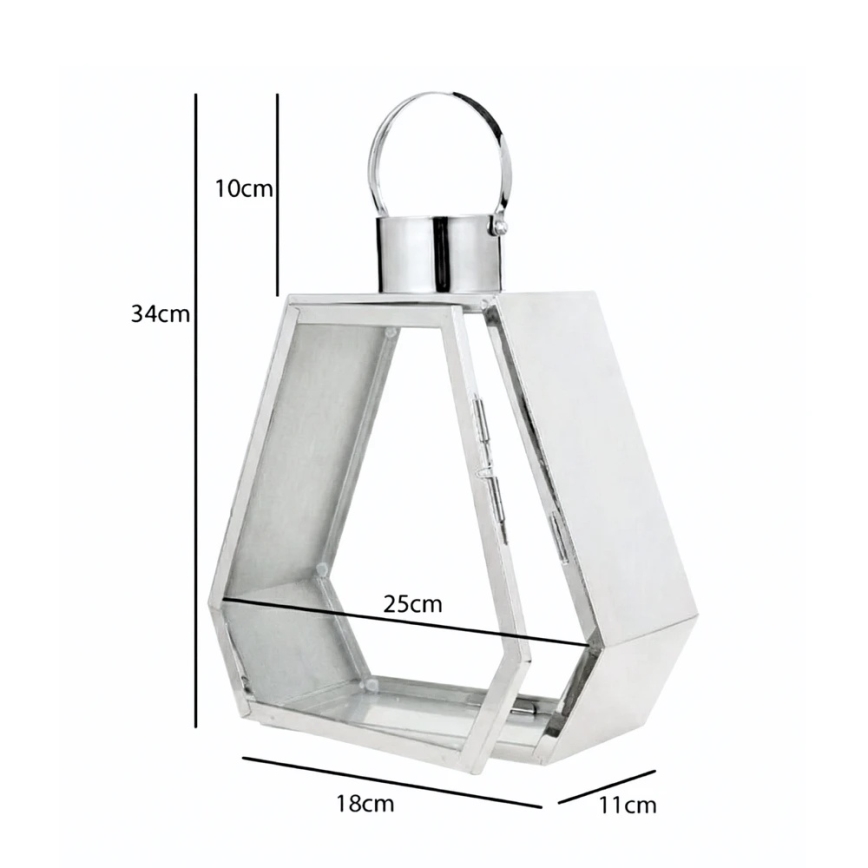 Lanterne décorative PALACE 34 cm chrome brillant