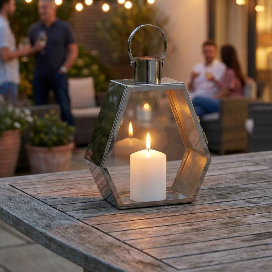 Lanterne décorative PALACE 43 cm, chrome brillant