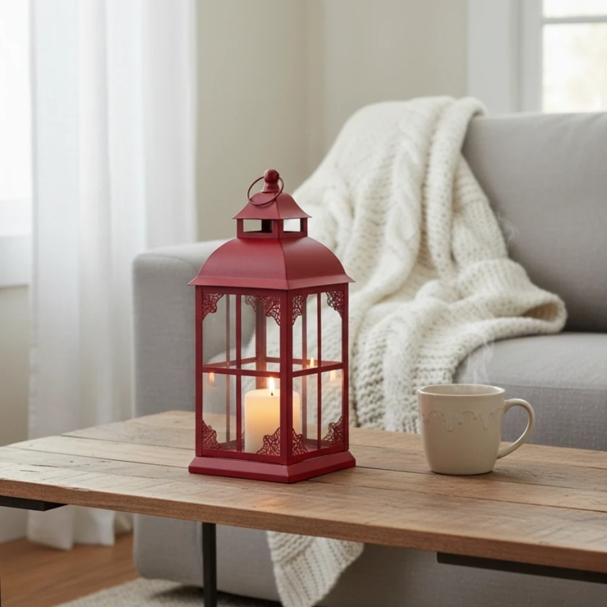Lanterne décorative REDY 42 cm rouge
