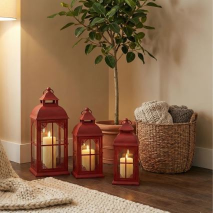 Lanterne décorative REDY 42 cm rouge