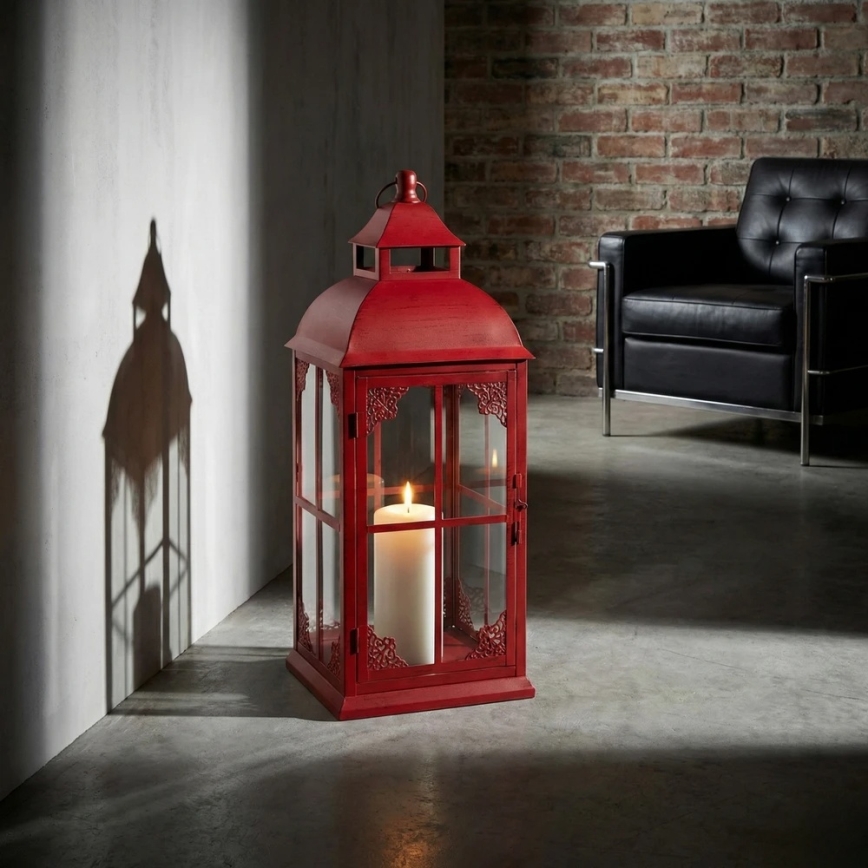 Lanterne décorative REDY 56 cm rouge