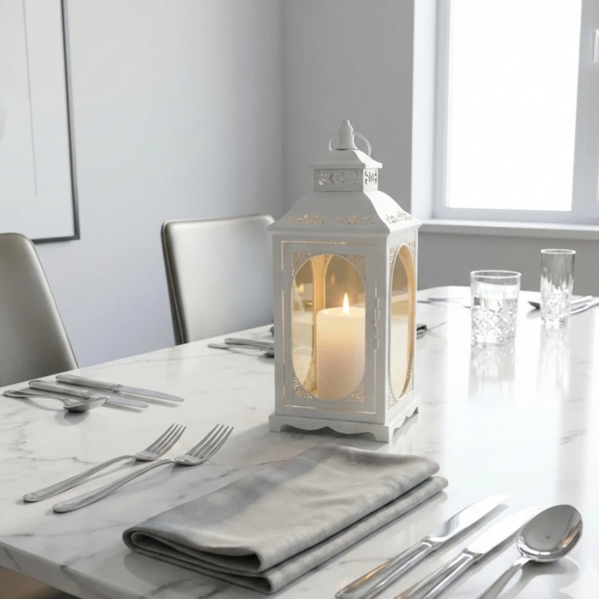 Lanterne décorative ROSEHILL 27,5 cm blanche