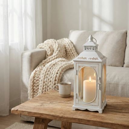 Lanterne décorative ROSEHILL 40 cm blanche