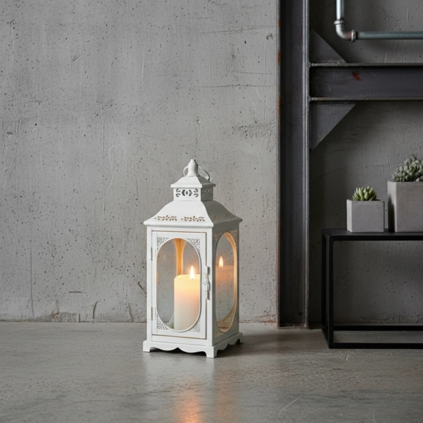Lanterne décorative ROSEHILL 40 cm blanche