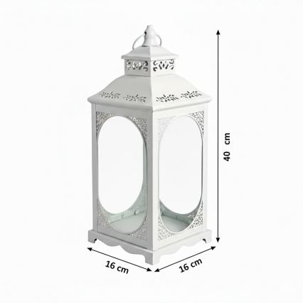 Lanterne décorative ROSEHILL 40 cm blanche