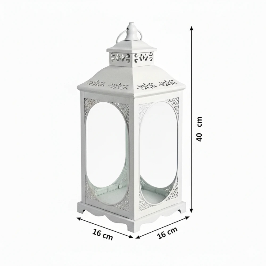 Lanterne décorative ROSEHILL 40 cm blanche