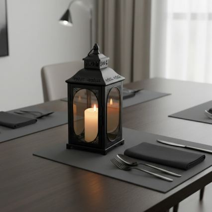 Lanterne décorative ROSEHILL 40 cm noire