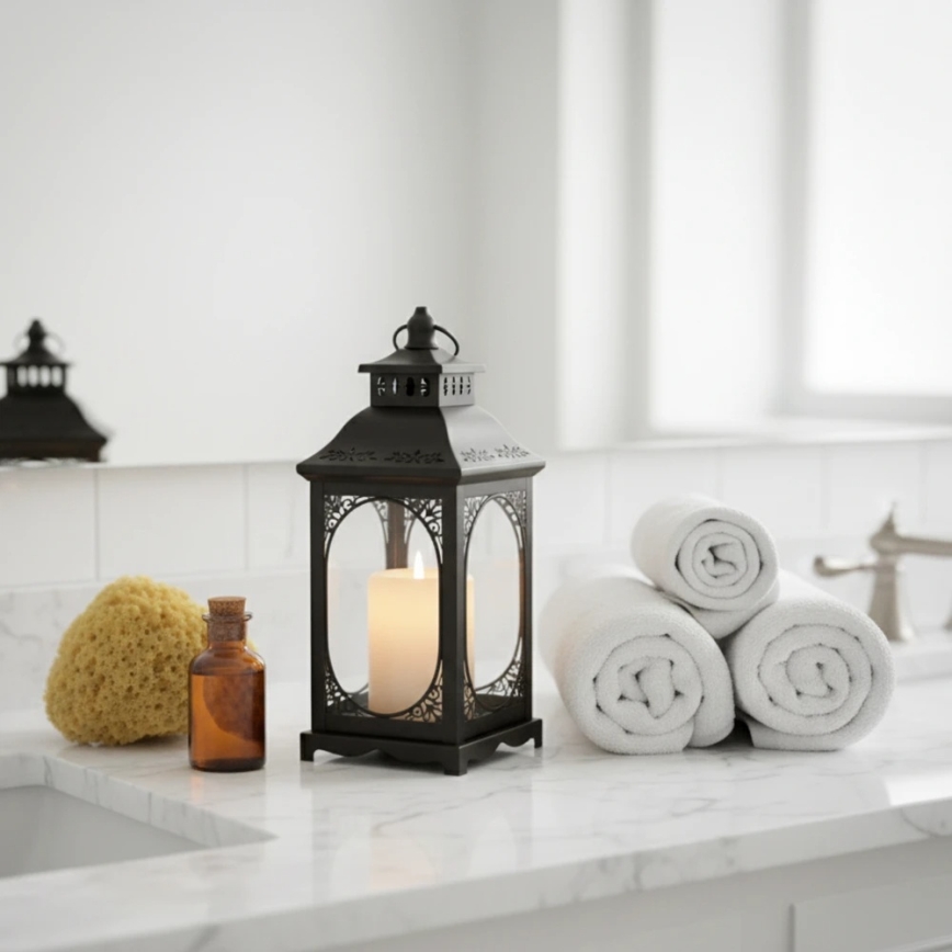 Lanterne décorative ROSEHILL 40 cm noire