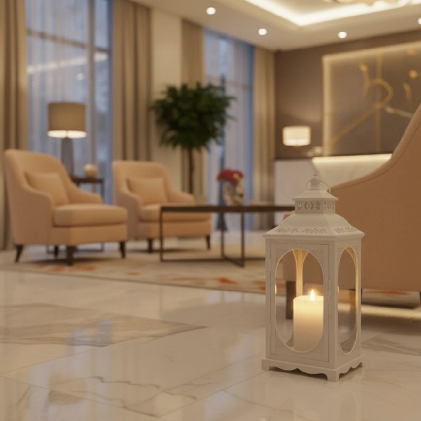 Lanterne décorative ROSEHILL 54,5 cm blanche