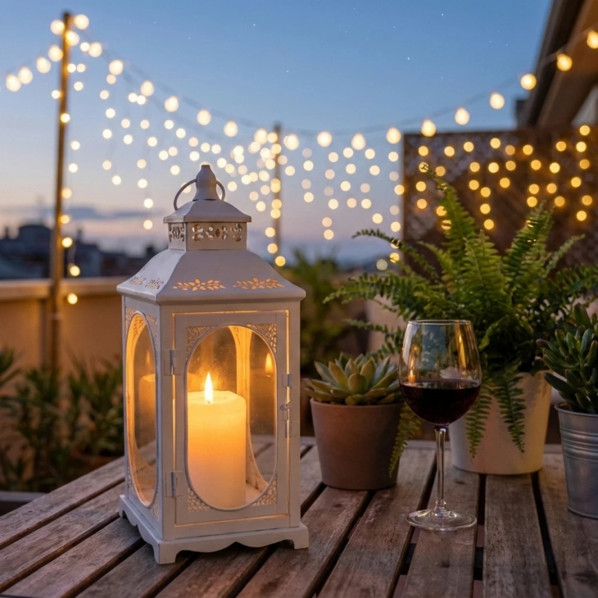 Lanterne décorative ROSEHILL 54,5 cm blanche