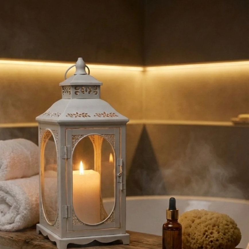 Lanterne décorative ROSEHILL 54,5 cm blanche