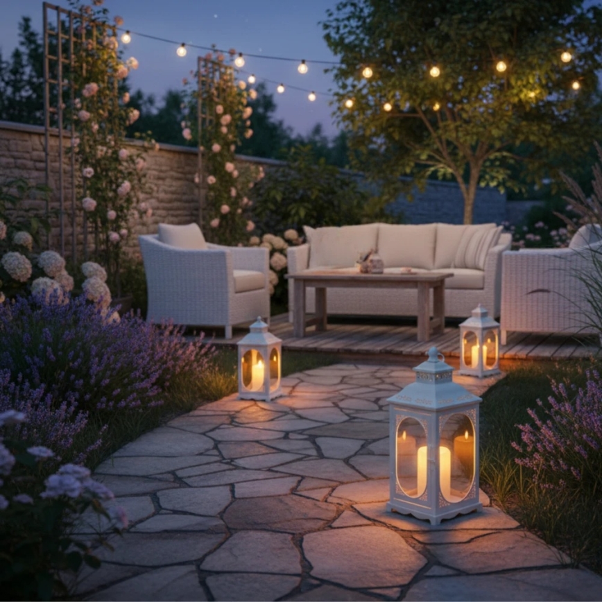 Lanterne décorative ROSEHILL 54,5 cm blanche