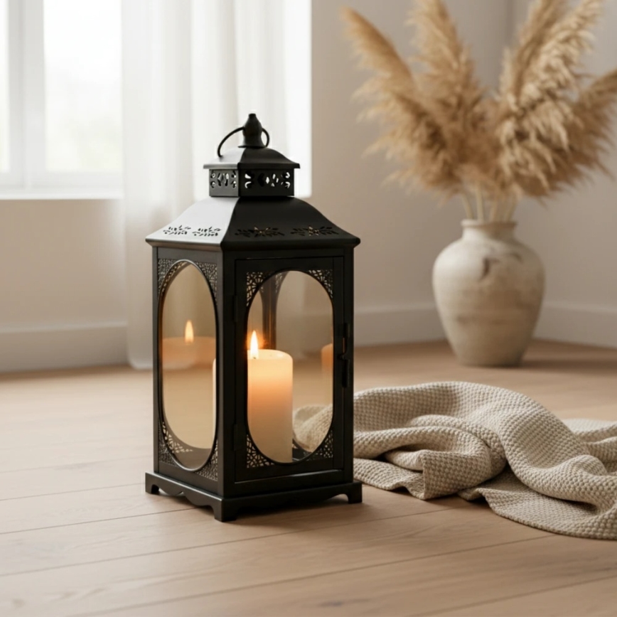 Lanterne décorative ROSEHILL 54,5 cm noire