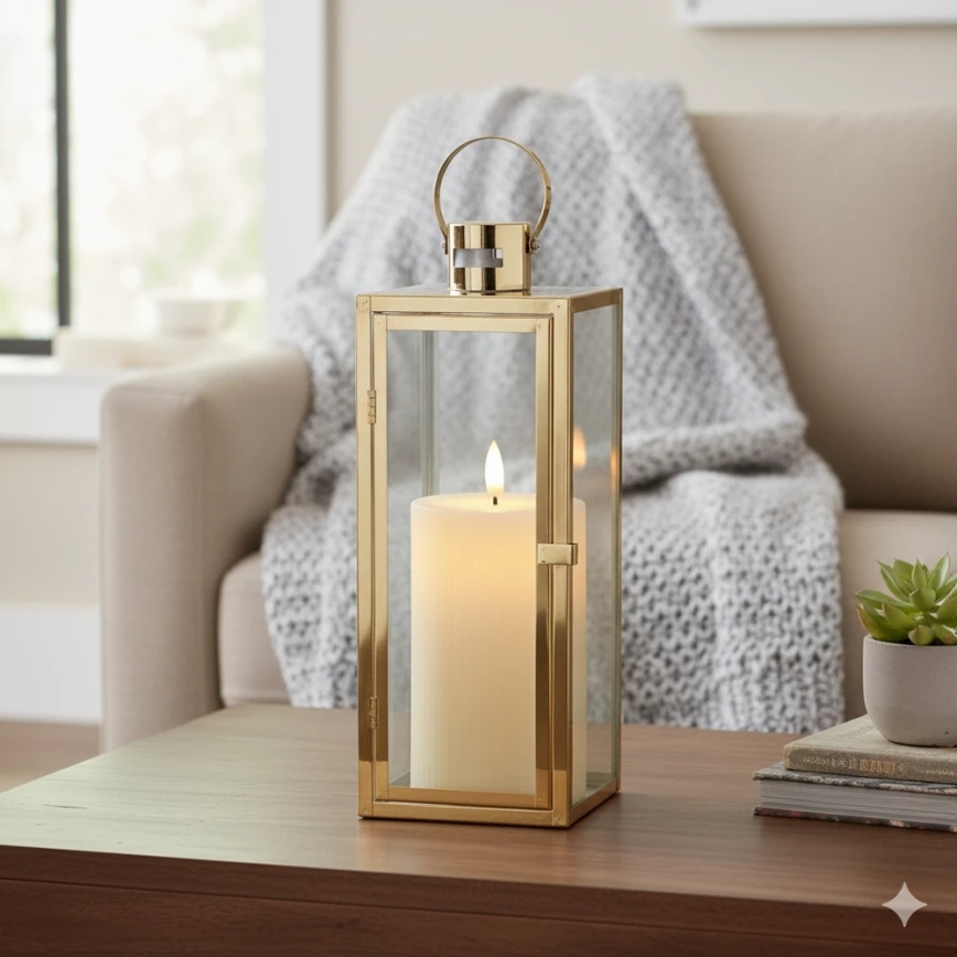 Lanterne décorative TOWER 29 cm dorée