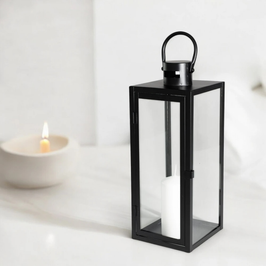 Lanterne décorative TOWER 38 cm noire